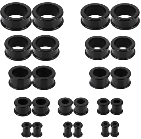 Rbleote 24 Stück Silikon Tunnel Set,3–22 MM,Doppelglockenform Hollow Silikon Tunnel,Weich Plugs Ohrdehner,Unisex,Bequem,Sicher,Pflegeleicht,Schwarz