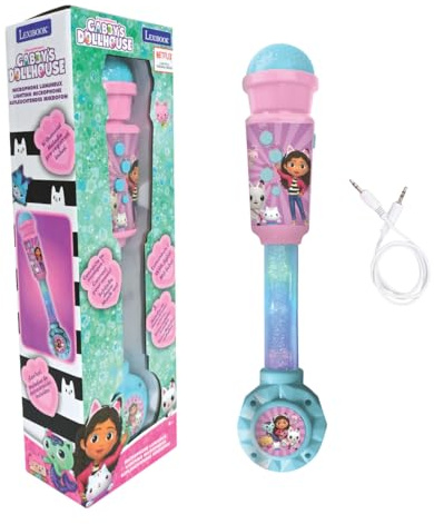 Lexibook, Gabby's Dollhouse, Mikrofon, rosa, MIC90GDHLXB | Eingebauter Lautsprecher, Lichteffekte, AUX-Eingang, Blau/Rosa