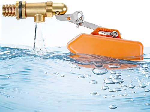 MOGOULUA 3/4 Schwimmerventil Aus Messing 3/4 Zoll Ventil mit Schwimmer mit verstellbarem Arm Auto Fill Feed Befeuchter Für Automatische Viehtränken Wassertank Aquarien (Orange)