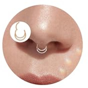Lantine 16G Rosegold Septum Ring Doppelter Zirkonia Nasenpiercing Daith Piercing 8mm