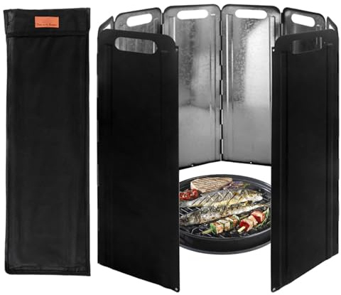 Pare-brise pour réchaud de camping - Construction en fer galvanisé, protection de cuisinière portable pliable, résistant aux hautes températures, accessoire de camping stable | pour barbecue
