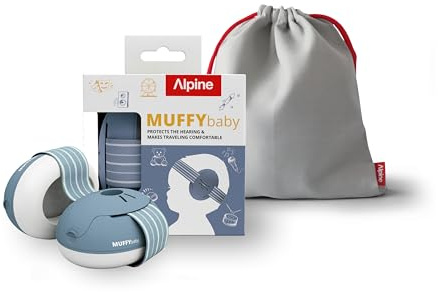 Alpine Muffy Baby Classic Gehörschutz Kopfhörer, 23dB, bis 4 Jahre, Blau | Verstellbares ANTI-SLIP-Kopfband für sicheren Halt. In Deutschland auf Sicherheit getestet. Lärmschutz für Babys&Kleinkinder.