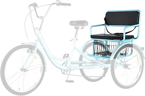 Adult Tricycle 24 Inch 7 Speed 3 Wheel Bikes with Rear Baskets for Women/Men/Seniors Picnic Exercise Shopping, Trike for Adults 550lb (Blue Child seat)