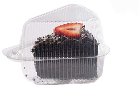 JA Kitchens Hinged, Clear Single-Slice Pie/Cake/Cheesecake Container (High Dome Lid) - 20 Pieces