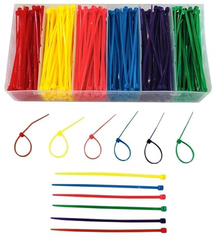 Small 4 inch Multicolor [Zip Cable Tie]s 480pcs Assorted Color for Marking Chickens Legs or Deco Mesh Wreath Supplies Pink,Red, Purple, Yellow, Blue,Green