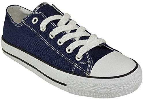 Inspire Me Women Canvas Shoes Gym Sports Trainers Lightweight Comfortable Canvas Shoes Plimsoll Trainer Pumps Ladies Lace up Flat Shoes (7UK,Navy)