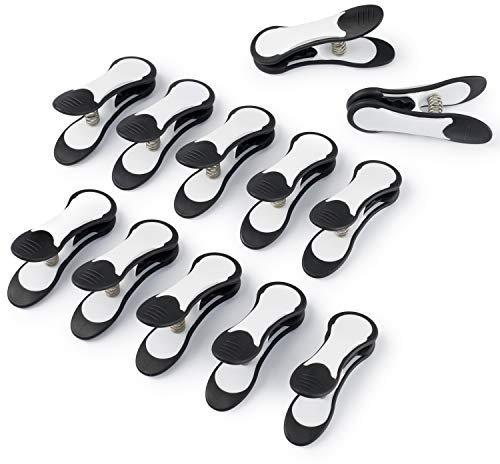 culiclean Wäscheklammern stabil ohne Abdruck groß Maxi Clips 12 Stück schwarz weiß innen schwarz für schwere Stücke starken Wind und vieles mehr robuste Kunststoff Kluppen Soft Grip