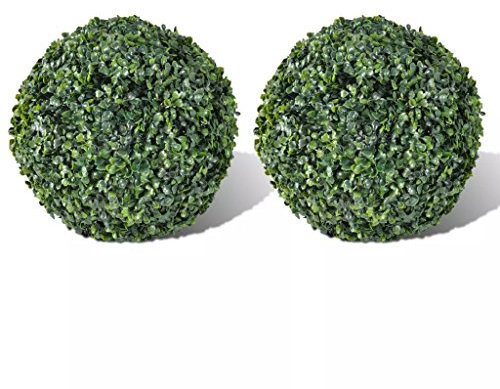 2 Set Buchskugel Künstliche Buchsbaumkugel zur Innen- und Außendekoration Ø 27cm PVC