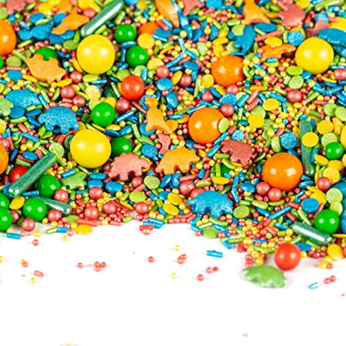 Super Streusel DinoParty - Dino Zuckerstreusel Kindergeburtstag Junge (90g) | Essbare Dinosaurier Streuseldeko für Dino Mottoparty, Kuchendeko für Muffins, Cupcakes & Kekse