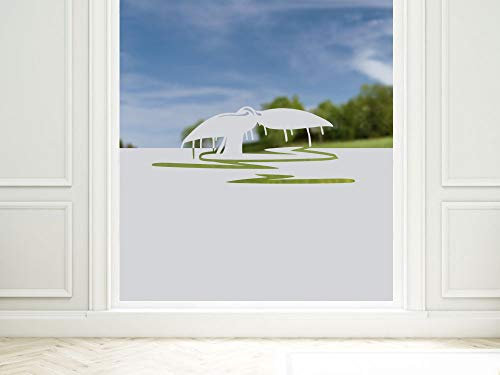 GRAZDesign Fensterfolie Bad Blickdicht Wal - Sichtschutzfolie maritim Badezimmer - für Dusche & Fenster - 90x57cm / Silbergrau