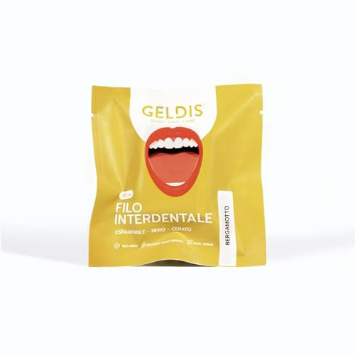 GELDIS Filo Interdentale Espandibile Cerato Nero, 30m - Rimuove Placca, Tartaro e Residui di Cibo, Protezione Completa, Gengive Sane, 100% Vegan
