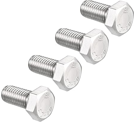 sourcing map M14 Sechskantschraube, M14-2 x 30 mm, 304 Edelstahl, Güteklasse 4,8, Vollgewinde, Sechskantschrauben, 4 Stück