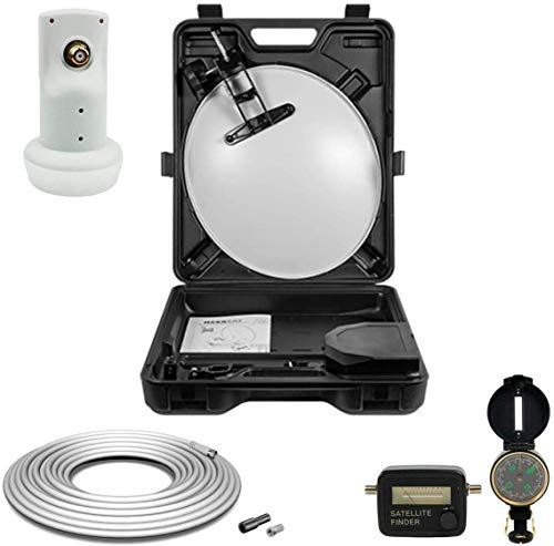 Megasat KIT Parabole Acier Blanche 35CM + LNB Single 0.1dB + Câble Coaxial 10m + Pointeur Boussole