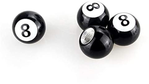 Topxome 4pcsSet Car Wheel Tire Valve Caps Dust Caps Car Moto Bicycle Tyre Air Caps Black 8 Ball Leakproof Air Tire Valve Stem Caps