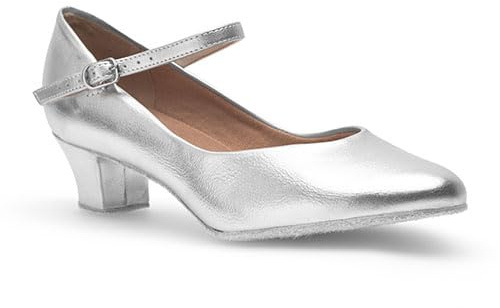 So Danca CH791 karaktärsskor dam latein Salsa Rumba Trachten Tango dans skor med kromlädersula, bredd M, klack 4 cm med Pirou® skopåse, - silver - 41 EU