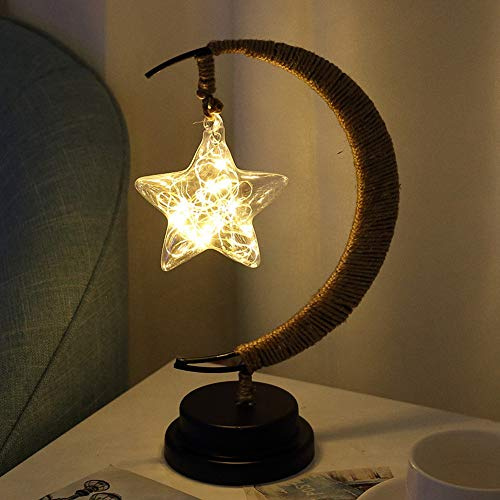 Ulalaza LED Kupfer Draht Lampe Schmiedeeisen Ornamente Nachtlicht Kreatives Schlafzimmer Nordic Style Retro Wind Dekoration Urlaub ohne Batterie