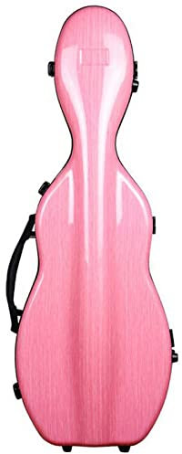 ZSHYP 4/4 Full Size Violin Case with Hygrometer, Violin Box Strong Mixed Carbon fiber Super Lightweight Portable Carrying Bag Slip-On Cover,Pink