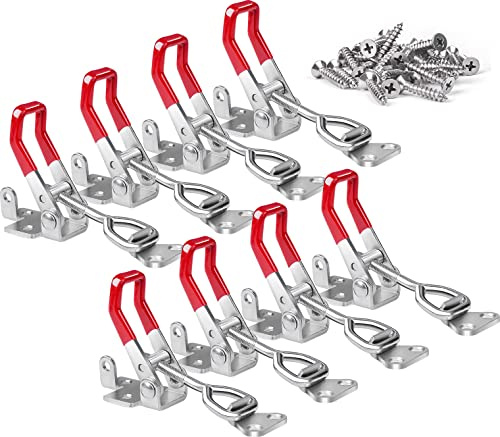 Vicuna R 8Pack Heavy Duty Toggle Latch Clamp 4002, Adjustable Toggle Clamp Latch With Lock Hole, 550Lbs Holding Capacity Pull Latch for Smoker Lid Jig, Tool Box Case (with 40PCS Screws)