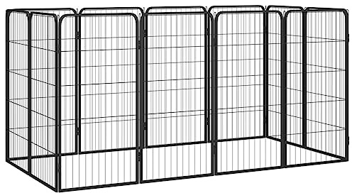 vidaXL 12-TLG. Hundelaufstall Schwarz 50x100cm Stahl Pulverbeschichtet