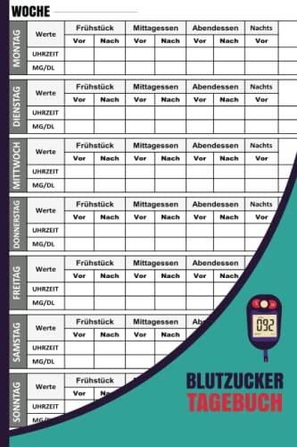 Blutzucker Tagebuch: Diabetes Tagebuch zum Ausfüllen | Blutzucker Tagebuch Kalenderwoche für Menschen mit Diabetes (Für 2 Jahre)