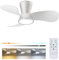 slochi 77cm Ventilatore da Soffitto con Luce e Telecomando, 【6 Velocità/30dB Silenzioso/Timer/Dimmer】 lampadario con ventilatore da soffitto per Soggiorno, Cucina, Camera da Letto, Bianco