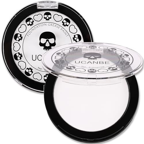 UCANBE Fond de Teint Blanc Halloween Maquillage Blanc Visage, Peinture Faciale Sûre et Non Toxique, Peinture Corporelle pour Mardi Gras, Théâtre, Scène, Film