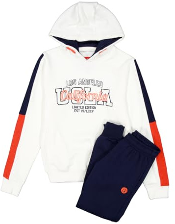 ALPHADVENTURE - Komplett barndräkt, Sport set, set 2 stycken Sport tröja och byxor, Träningsdräkter för Bogada College - Färger i vitt och grönt, storlekar från 6 till 14 år., Vit, 14