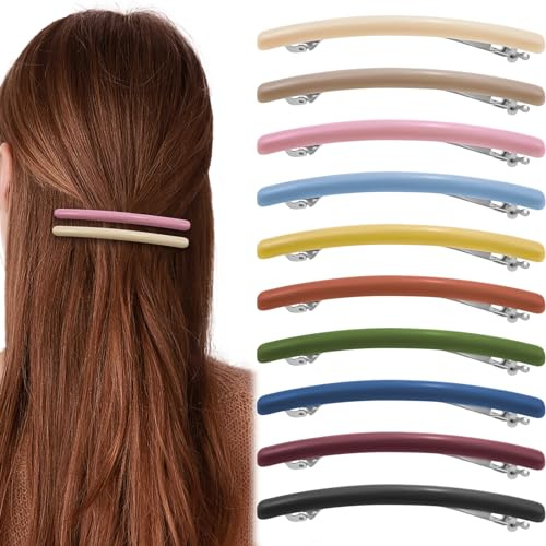 Lot de 10 pinces à cheveux françaises plates - Tenue solide - Pinces à cheveux vintage - Pinces à cheveux mignonnes en métal - Accessoires pour femmes et filles