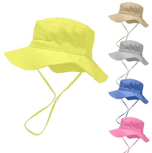 Rayson Solhatt baby fiskarhatt med justerbart hakband vikbar solskydd strandkeps för pojkar flickor hatt Bob, Gult, M