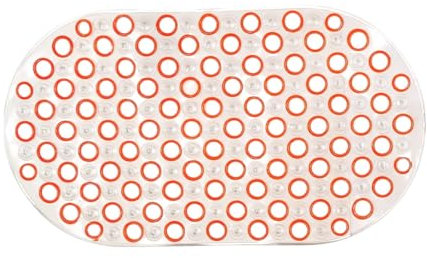 Super Mundo - Alfombra Ducha Antideslizante con Ventosas Fuerte para Baño (93506) (Naranja)