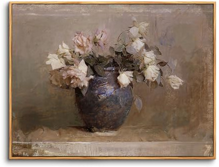 hyidecorart Vintage Bilder mit Rahmen Blumen Aesthetic Gemälde 30x40 cm | Retro-Kunst, HD-Druck, Einfach Aufzuhängen, Schnelle Montage, Für Viele Räume, Klassische Wanddeko, Geschenk, Klein