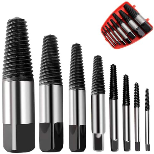 8 Stück Schraubenausdreher Set Profi, Screw Extractor Kit, Inklusive Linksausdreher für Beschädigte Schrauben, Ideal für M3 bis M25 Schrauben, Geeignet für BeschäDigter Schrauben und Rohre