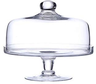 WYRMB Haushalts-Desserttisch, 24 cm, Glas-Brotteller und Staubschutzhülle, Restaurant-Salat, Sushi, gewölbter Tortenständer, Glaswaren, Chip- und Dip-Servierplatte, 24 x 24 x 24 cm, 24 x 24 x 24 cm
