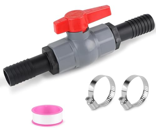 Sarini Eimerkugelhahn,Kugelhahn mit Schlauchverbinder PVC Absperrhahn Poolkugel für Schläuche inkl. 1 Absperrventil Innengewinde 1 1/4 Zoll (40 mm),2 Schlauchtüllen 32mm