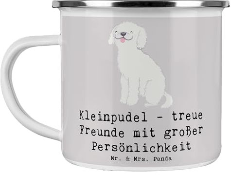 Mr. & Mrs. Panda Camping Emaille Tasse Kleinpudel Freunde - Geschenk, loyale Hunde, Edelstahl Trinkbecher, tägliche Freude, Hund, Trinkbecher,