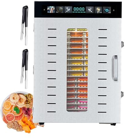 forplubossmmp Deshidratadores De Alimentos, Máquina Secadora De Frutas Y Carne De Acero Inoxidable - 16/20 Capas, Deshidratador De Alimentos Comercial, Máquina Deshidratadora De Carne Seca,16-Layer