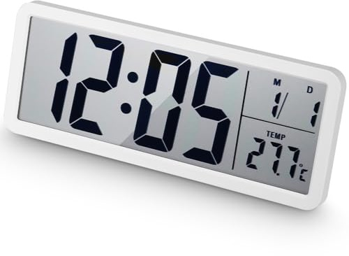 Orologio da Parete Digitale, 13 orologio da parete digitale, Ora e Temperatura, 12/24 Ore, Alimentazione a batteria e alimentazione USB, orologio digitale per Camera da Letto, Soggiorno, Ufficio