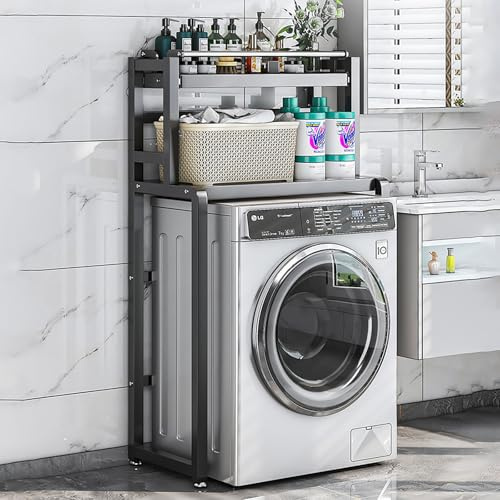 Valdoza Waschmaschinenregal, Waschmaschine Regal aus strapazierfähigem Karbonstahl, Waschmaschinen Regal für stabile Lagerung über der Waschmaschine, (Black,H138cm/54.3in)