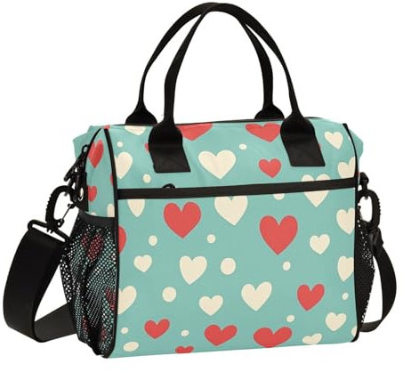 tplaotee Lunchtasche für Damen, gepunktet, Vintage-Stil, mit Schultergurt, große Lunch-Tasche für Damen, Lunchbox, Tragetasche für Camping