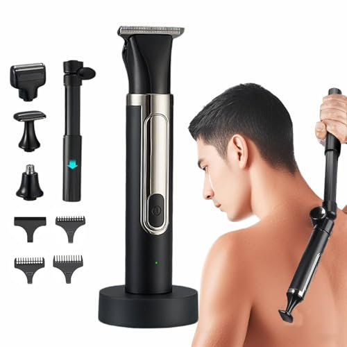 iFCOW Rasoio per la schiena da uomo, 4 in 1 senza fili con manico lungo regolabile e allungabile per la rimozione dei peli del corpo rasatura bagnata o secca