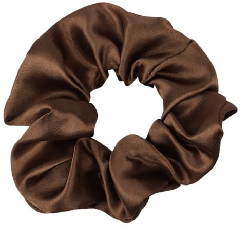 4 Stück Damen Satin Haargummi,Seiden Haarband Weich Elastisch Hair Scrunchies Stoff Haargummis Haarbänder Pferdeschwanz-Halter Haarschmuck für Frauen Feine und Dicke Haare,Braun B