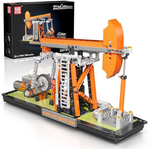 Mould King Bohrturm Bauset, Konstruktions-Baukasten für Ölbohrplattform mit Motor, 840 Teile STEM Spielzeug für Jungen ab 14 Jahren & Erwachsene, Technik-Bausatz (17087)