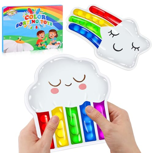 Acsatont 2 Stück Fidget Toys Farbsortierspielzeug, Sensorik Spielzeug, Regenbogen Anti Stress Spielzeug zum Quetschen, Kneten und Entspannen Verwendet