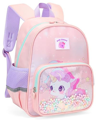 Tokeya Zaino per Bambini Zainetto Asilo Bambina con Regolabili Fasci a Toracica, Carino Unicorno Zainetti Bambini Impermeabile Cartella Scuola Materna Legger Prescolare Asilo per 2-6 Anni, Rosa