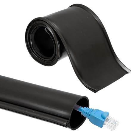 sourcing map 3.3ft Cable Management Sleeve, 1.6 Inch ID Flexible Cord Wires Hider Cover Insulation Snap-fit Protector for Substation, High-voltage Electrical Networks, Black