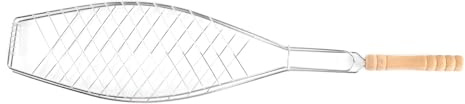 Durlo Fischgrillhalter, Fischzange Zum Grillen, Gegrillter Fisch Mit Holzgriff Und Dickem BBQ-Grill