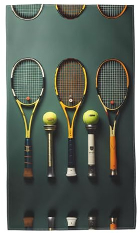 Asciugamano assorbente stampato per palline da tennis e racchette, assorbe l'acqua e si asciuga rapidamente, adatto per bagno e viaggi