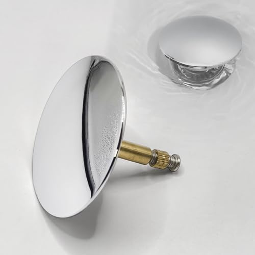 Adjustable Bath Plug with Screw 72mm Cover Pop-Up Bathtub Chock Plug Chrome Plated Metal Bathtub Plug Bath Tub Waste Sprung Plugs 8mm Pole Bath Tub Plug for UK Standard Bathtub