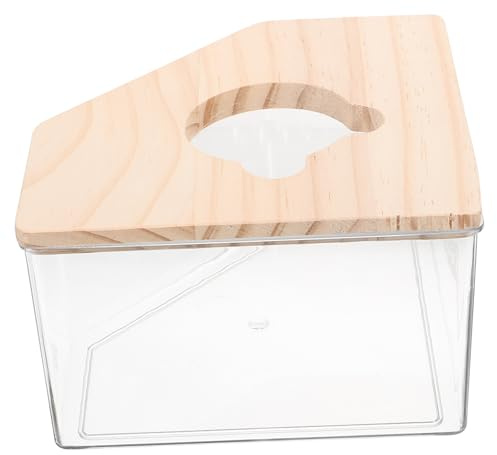LOEFLIFA Hamster Sandbad Acryl mit Holzdeckel Transparenter Sandkasten für Rennmäuse und Goldhamster Stabiler und Langlebiger Nager Badebehälter Pflegeleichtes Kleintierbad Geeignet für