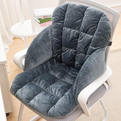 Hochlehner Auflage Winter, Weiches Velours Sitzkissen Mit Abnehmbarer Hülle, Wärmend & Gepolstert Für Bürostuhl Und Schaukelstuhl Bändern(Dark Grey,C)